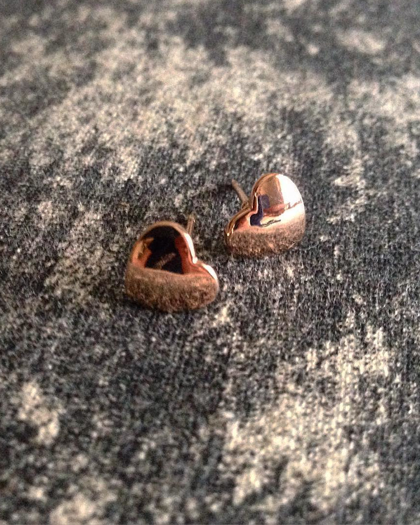 18k Rose Gold Heart Stud Earrings