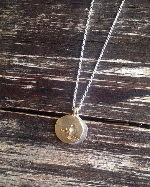 Double Disc Bird Silhouette Necklace