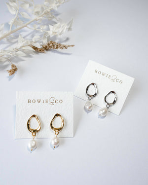 Oceania Organic Shape Pearl Earrings