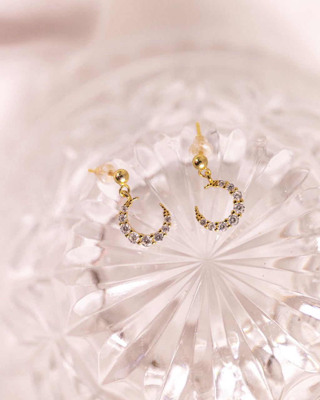 CZ Moon Drop Earrings