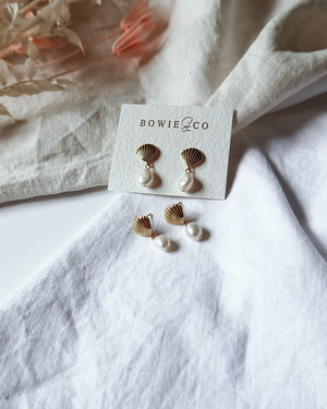 Clam Shell Pearl Earrings