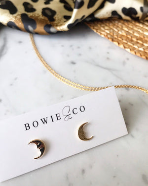 Crescent Moon Stud Earrings