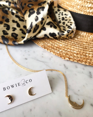 Crescent Moon Necklace  - Gold