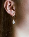 18k Gold Pearl Hoop Earrings