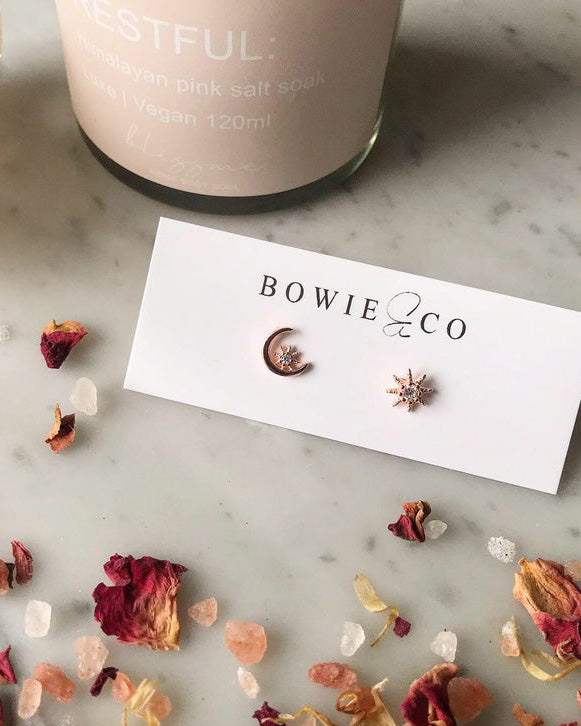 Soleil Rosa Sun & Moon Stud Earrings