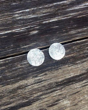 Brushed Circle Stud Earrings